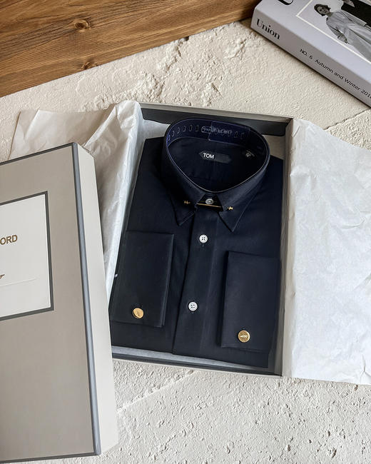 现货 THS 9.7-限时 TF家 男士 007款法式袖扣领钉礼盒装衬衫 2色 AG1295 商品图6