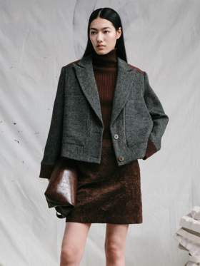 LIYIHAN 秋冬新款麂皮高级复古短款休闲包裙半裙