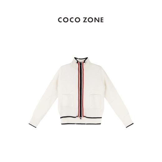 COCO ZONE 撞色立领针织开衫设计感百搭长袖上衣CC1C1944 商品图0