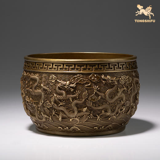 铜师傅《九龙聚宝盆》客厅桌面铜摆件 家居装饰工艺品 开业礼物 商品图3