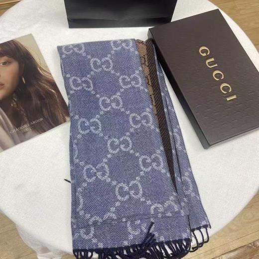 G家牛仔色双面羊绒羊毛围巾盒装 商品图13