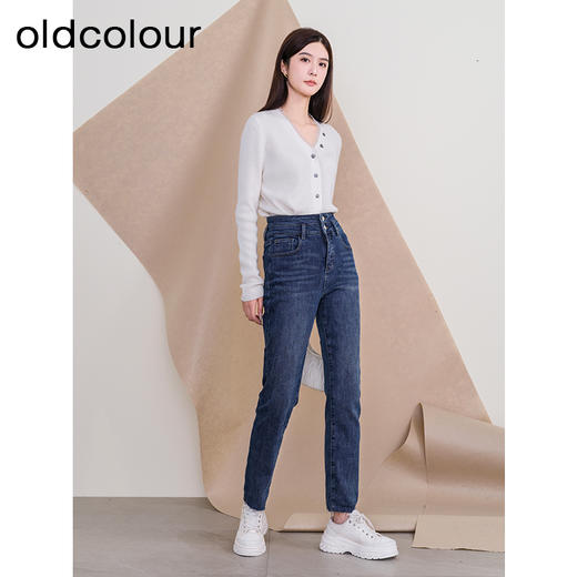 oldcolour欧珂冬季新款V领长袖修身时尚毛织短外套女P430506A1 商品图2