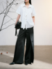 LIYIHAN羊毛拼接高腰直筒休闲裤女厚款宽松飞片阔腿黑色西裤显瘦 商品缩略图2