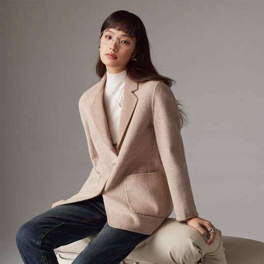 IN AND ON 羊毛复古格纹双面呢西装外套   21614 商品图5