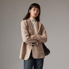 IN AND ON 羊毛复古格纹双面呢西装外套   21614