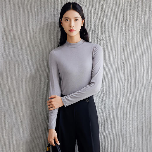 玳莎天丝羊毛基础打底衫女秋装新款内搭叠穿半高圆领针织衫  EC32304 商品图2