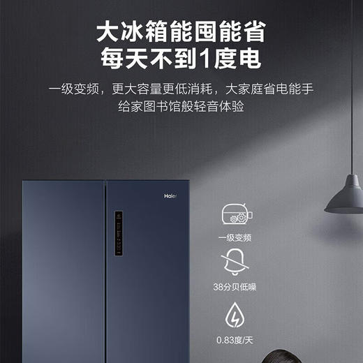 海尔（haier）冰箱501升双变频双循环黑金净化四开门十字门对开门风冷超薄大容量智能变温电冰箱星石蓝【双变频双循环】【黑金净化除菌】【三档变温】 商品图3