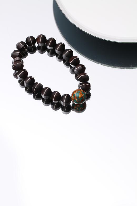 DQ0183°小叶紫檀双色珠+大漆款手串 商品图1