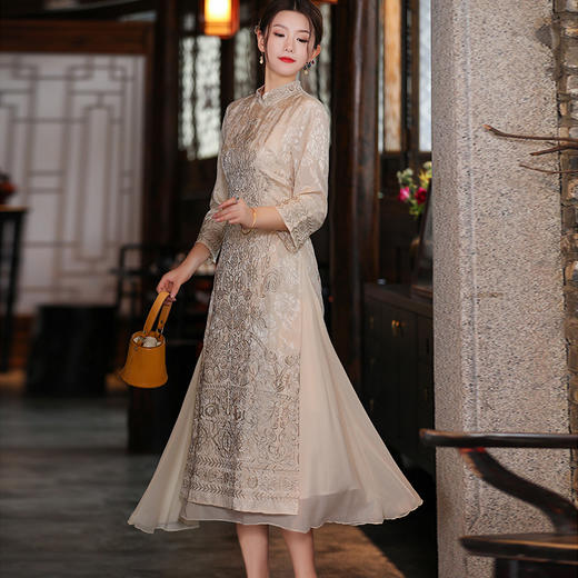 FL19522 中国风气质碎花连衣裙长款复古裙子仙女超仙刺绣民族风女装 商品图1