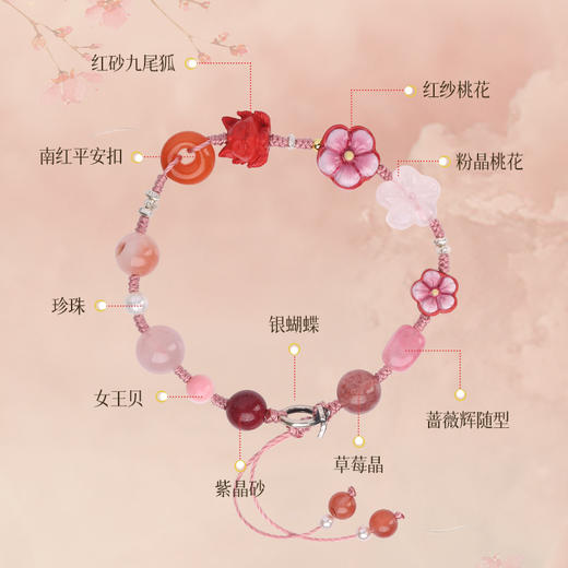 【月老红绳】九狐狸红粉桃花福安手绳  商品图4