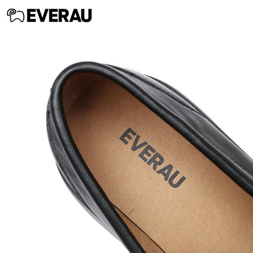 EVERAU复古经典楦型新品厚底乐福柔软牛皮乐福舒适好穿单鞋EA7032 商品图3
