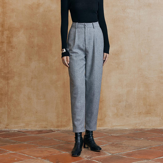 22749 IN AND ON 羊毛人字纹显瘦锥形裤 商品图1