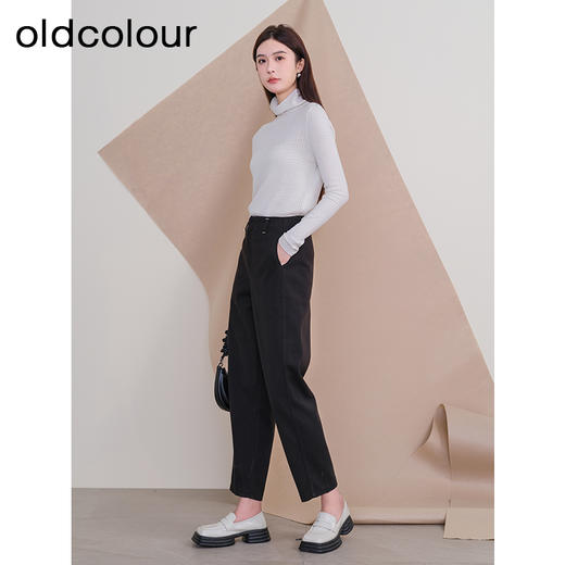 oldcolour欧珂冬季新款时尚修身高腰加厚休闲长裤女P430703A1 商品图2