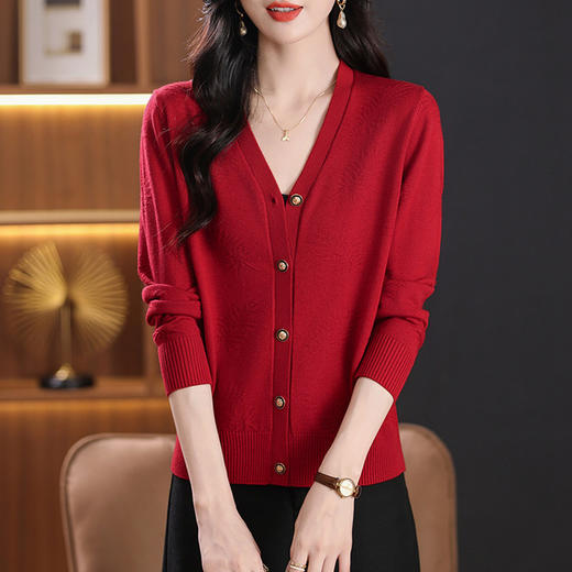 CC-101-F933针织衫女2024新款开衫外套春秋季洋气长袖百搭毛衣披肩上衣 商品图1