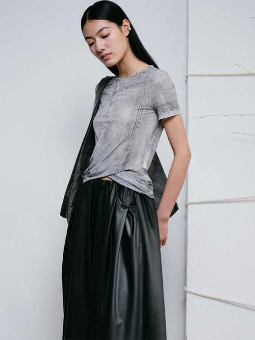 LIYIHAN设计师品牌 2024春夏新款原创简约印花水洗T恤上衣 商品图1