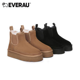 EVERAU小个子女生先穿加厚4cm防水台切尔西女士秋冬雪地靴EA3129