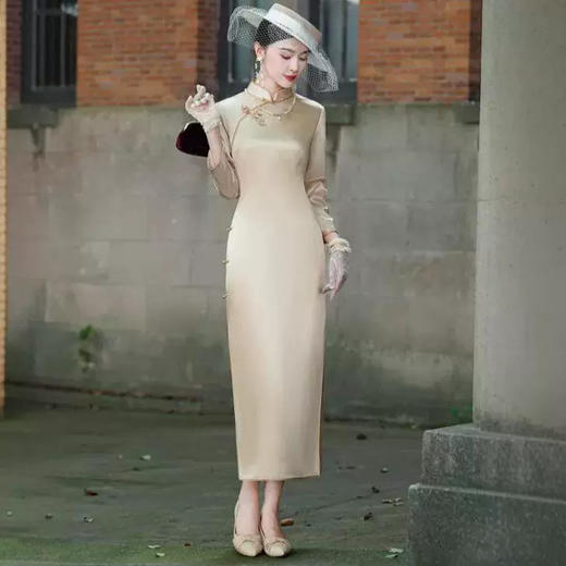 高端醋酸旗袍秋季改良版新中式HQ335 商品图0