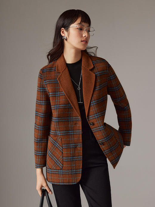 IN AND ON 羊毛复古格纹双面呢西装外套   21614 商品图7