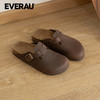 EVERAU疯马牛皮特殊质感高级复古经典半包头女士拖鞋EA7058 商品缩略图2