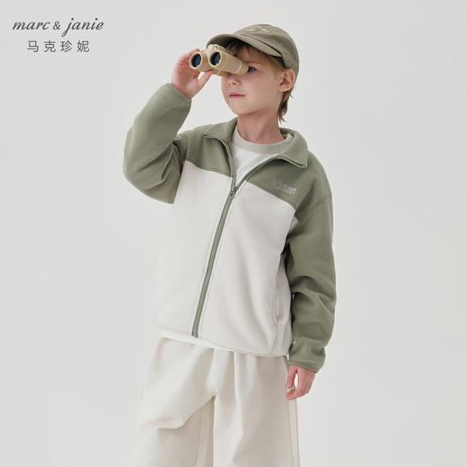 马克珍妮男女童户外拼色双面摇粒绒外套儿童上衣秋装新款241062 商品图1