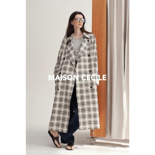 MAISON CECILE格子du家印花廓形重工牛角扣风衣 商品图2