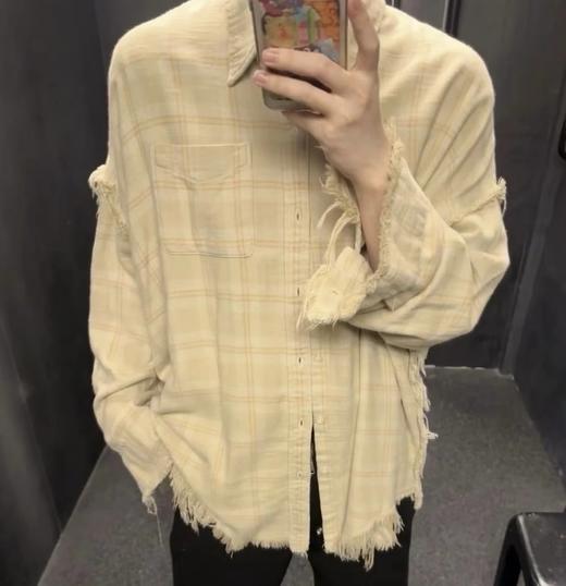 重磅纯元  R13衬衣  毛边破坏格纹衬衫  落肩格纹长袖 杨幂IU同款 商品图1