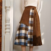 【38女王节】两三事 理想国度 2024秋季新款复古格子毛呢拼接高腰半身裙长裙 商品缩略图3