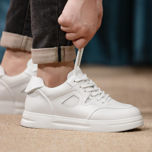 增高6厘米男士休闲鞋板鞋小白鞋内增高男鞋百搭透气皮面潮 商品图4