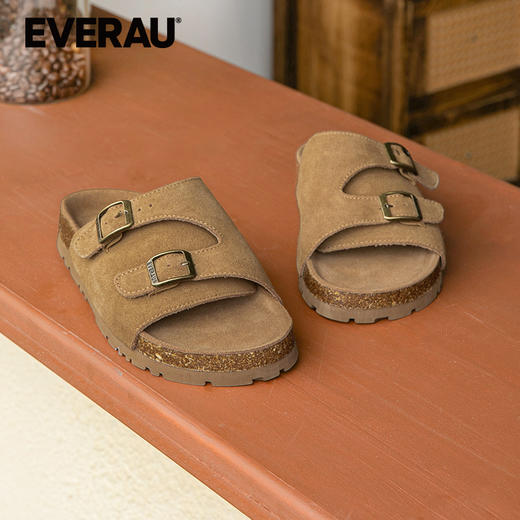 EVERAU经典一脚蹬男女同款搭扣休闲复古凉拖EA2052 商品图1