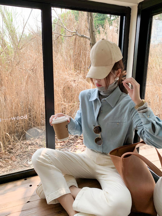 <曾小咸推荐>蓝色灯芯绒衬衫 商品图1