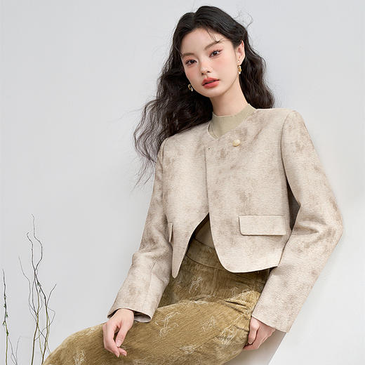 西遇新中式短款外套女新款晕染复古不规则搭片西装开衫13442543 商品图2