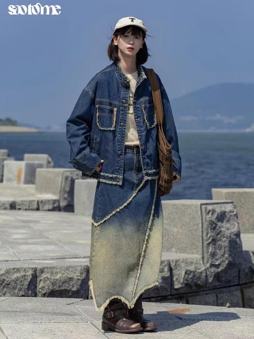 早乙女惠子saotome/STMWT243139/做旧毛边水洗牛仔外套 商品图1