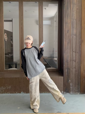 休闲复古穿搭｜插肩长袖给的秋季氛围感！