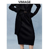 VIMAGE纬漫纪高腰包臀黑色显瘦半身裙秋季新款V2206808 商品缩略图4