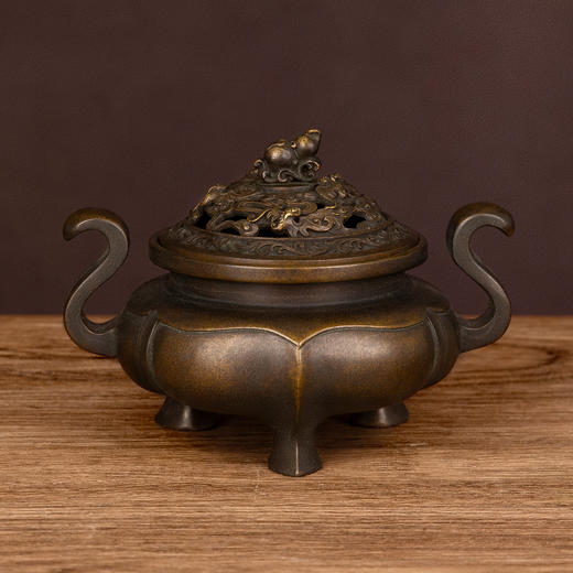 吉祥古法香炉 福禄寿朝冠耳海棠熏炉 商品图1