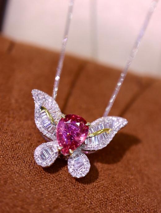 18K无烧粉蓝宝石戒指吊坠两用款 商品图5