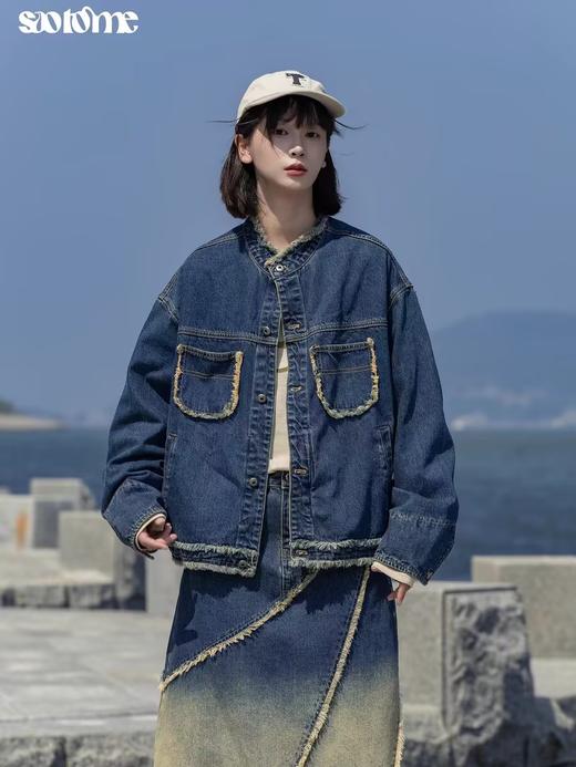 早乙女惠子saotome/STMWT243139/做旧毛边水洗牛仔外套 商品图0