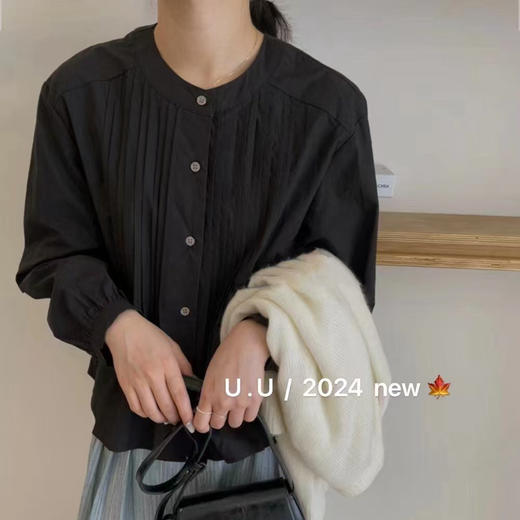 【特惠不退换】韩国棉领口单排扣设计长袖衬衫上衣    FLW-UJ4HC124205【24205#】 商品图4