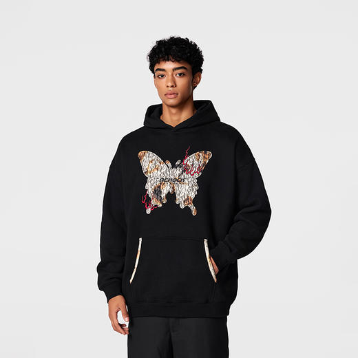 【Achock官方店】蝴蝶烧花蕾丝贴布刺绣连帽卫衣美式潮牌帽衫卫衣 商品图0