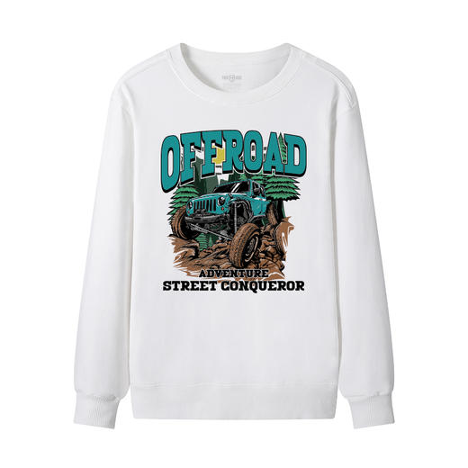 秋冬新款牧马人穿越丛林图案印花毛圈圆领套头卫衣男女通款队服衫 NMT-2180 商品图3