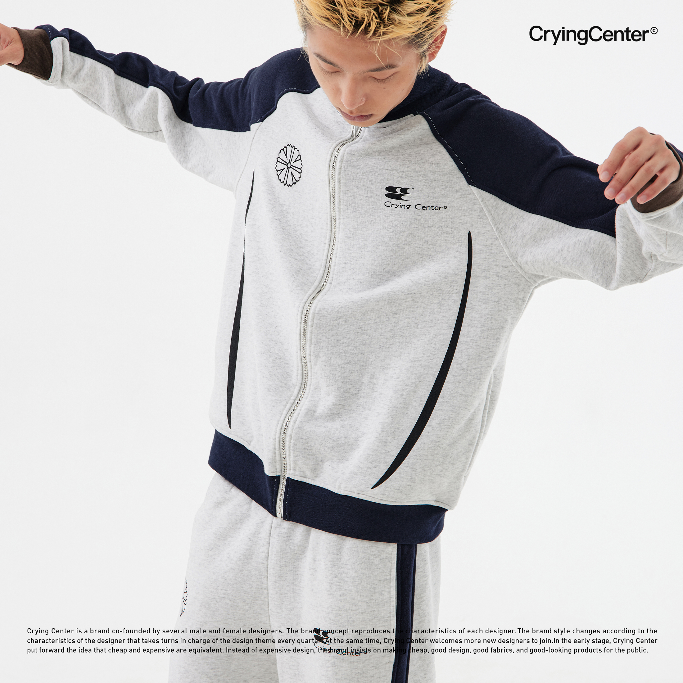 CryingCenter 初秋卫衣 哭喊运动高校跑步套装薄绒保暖情侣运动服