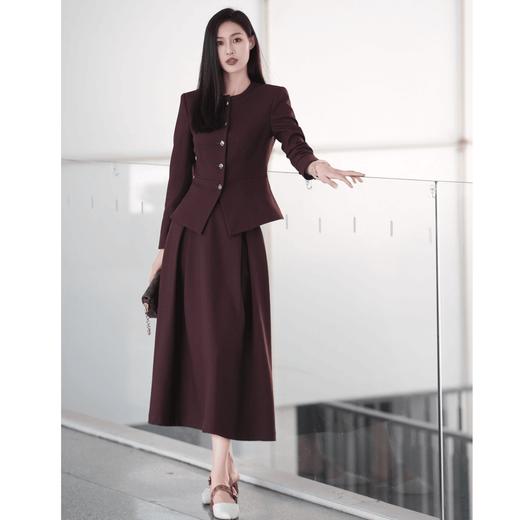 安可拉红秋季新款复古外套伞裙高级女神范时尚气质显瘦收腰 商品图1