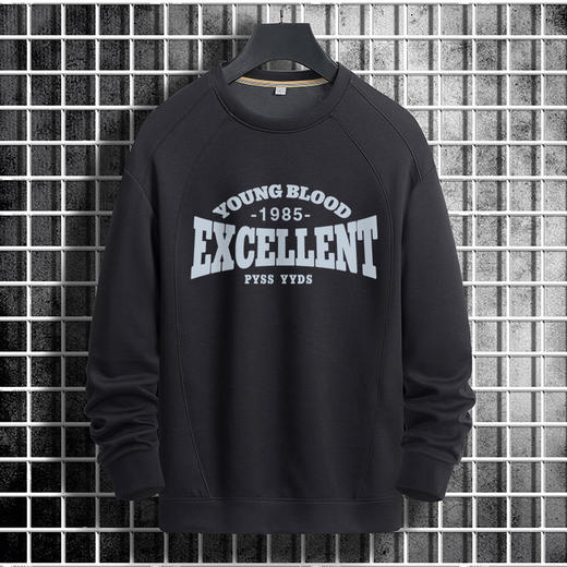 【新款DSK】大依优型大码印花长袖卫衣加肥加大肥佬休闲宽松透气上衣打底男士胖子 商品图1