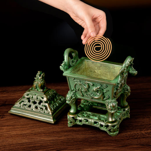 吉祥古法香炉 螭龙耳四足鼎熏炉（遇龙丞祥系列） 商品图7