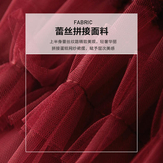 红色蕾丝网纱连衣裙女春季新款女装气质超好看显瘦裙子 商品图4