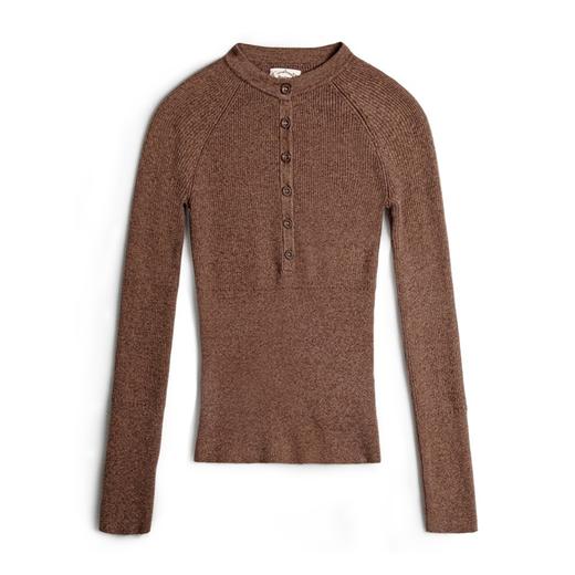 马登竖条纹肌理针织长袖亨利衫弹力修身日常百搭T恤纯色打底衫春秋女 商品图6