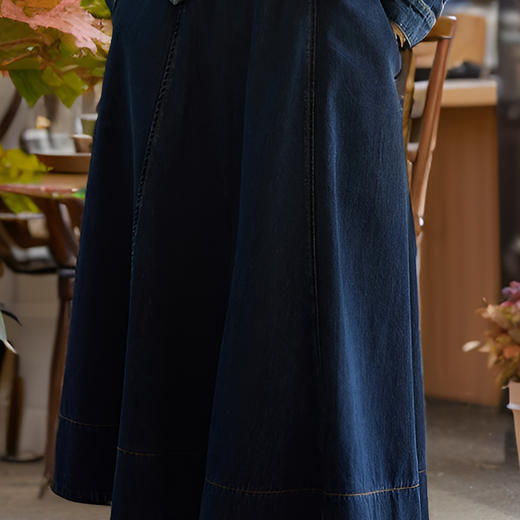 9/10奢姿大码女装2024秋季气质方领牛仔两件套胖妹妹系带设计时尚套装9943834075 商品图4