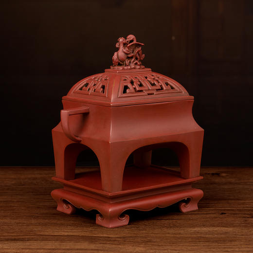 吉祥古法香炉 带座福禄鸳鸯钮台几熏炉 商品图3