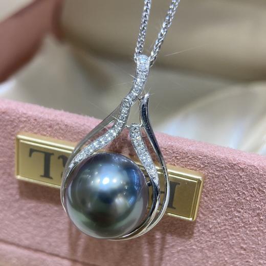 11-12mm钻石大溪地黑珠吊坠 商品图0