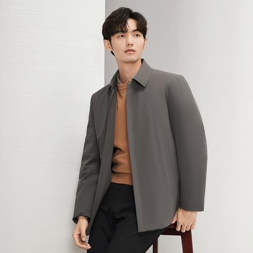 【白鸭绒】柒牌翻领羽绒服男2024冬季新品暗格纹时尚休闲保暖外套	127E70250 商品图1